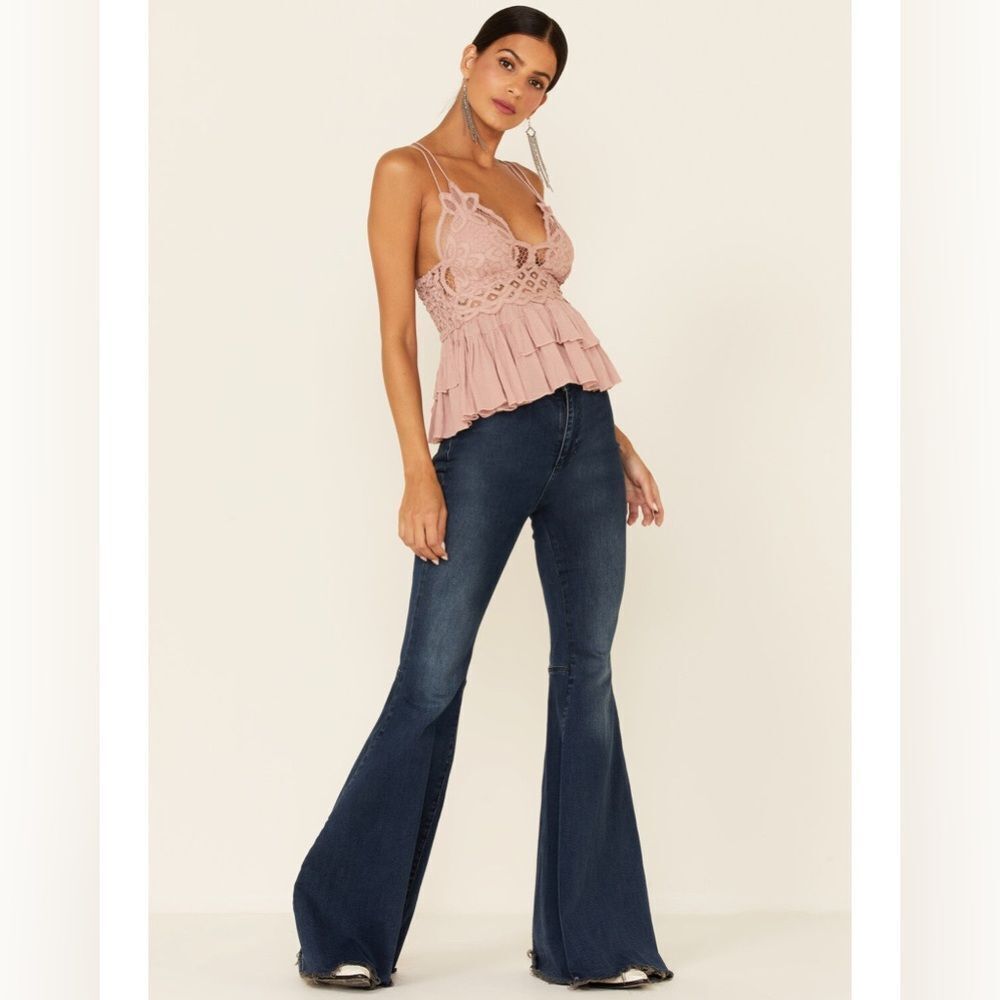 Free People Mauve Pink Adela Cami Lace Crochet Bralette Tank